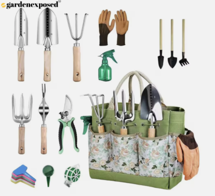 12-Piece Garden Tool Set Stainless Steel Heavy Duty Outdoor Hand Tools with Orga